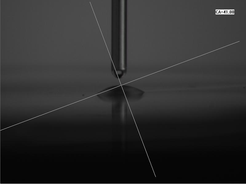 等离子处理前水滴角：41度  