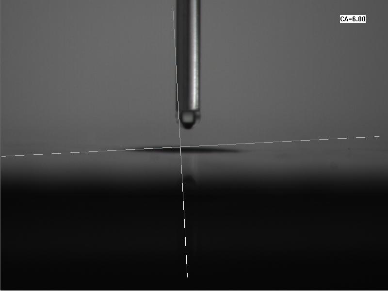   等离子处理后水滴角：6度